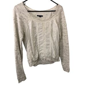 3/$15 American eagle outfitters 100% cotton heather gray sweater with lace